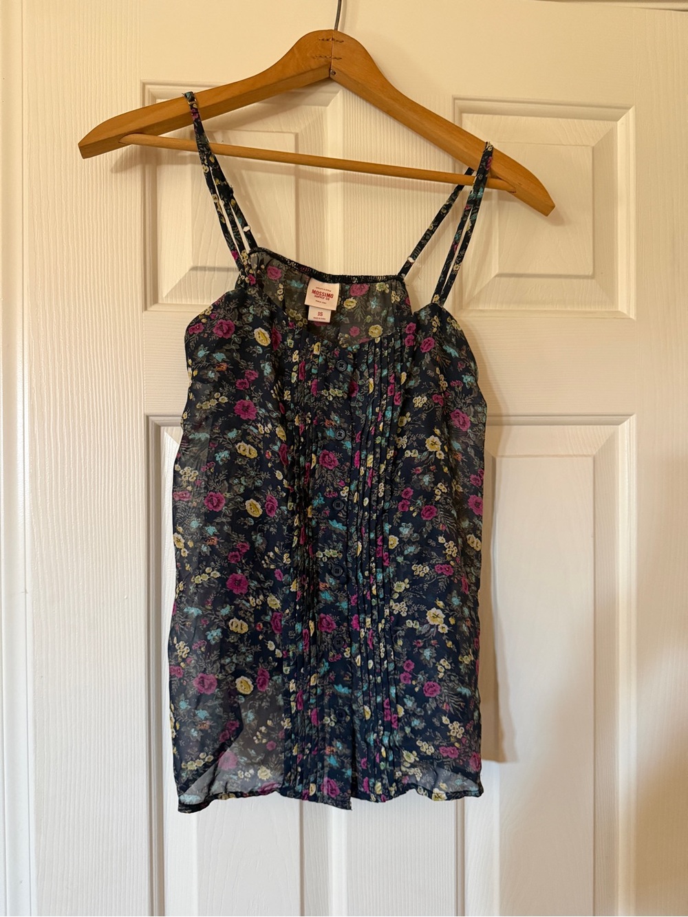 Mossimo Supply Co. Navy Floral Spaghetti-Strap Cami, Size XS